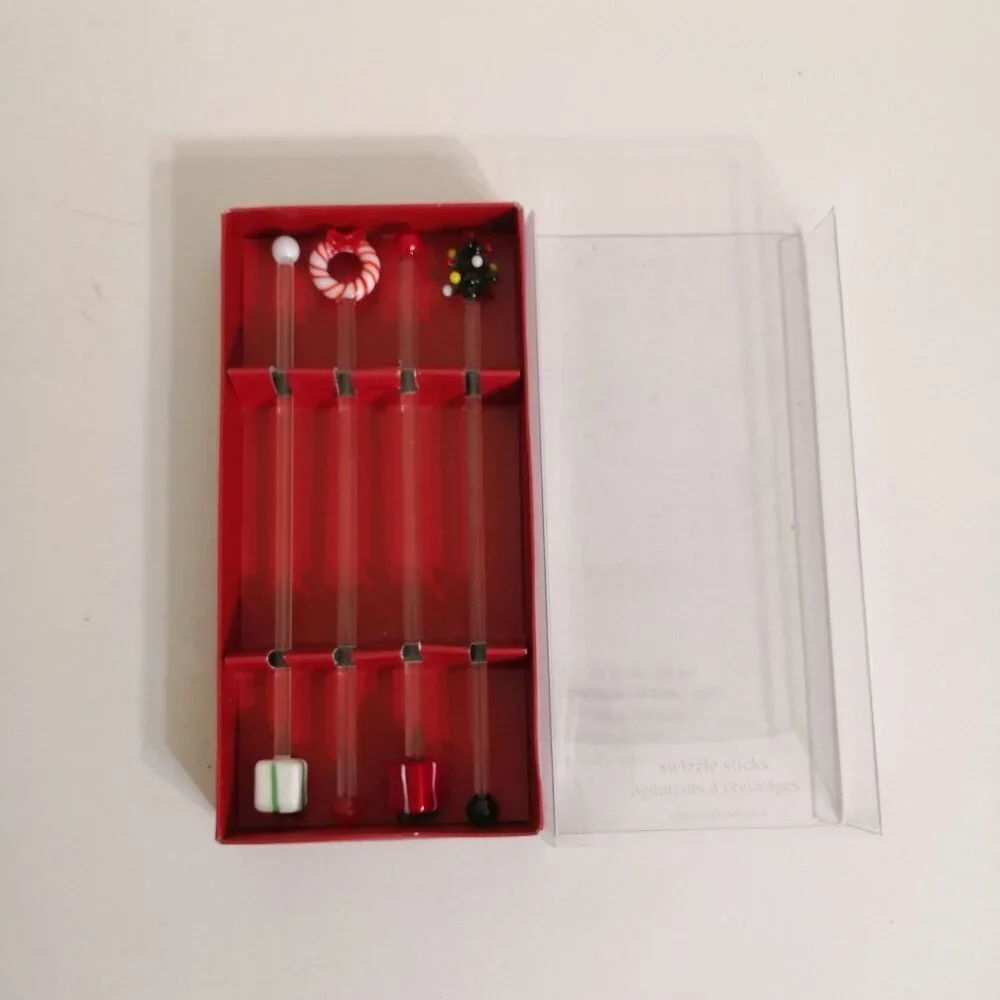 Pier 1 Christmas Swizzle Sticks Glass